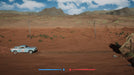 Mr. Prepper PC Steam gameplay screenshot of a player driving through the desert. A player navigates the desert in a vintage car, part of the post-apocalyptic survival environment in the game. Available for purchase on RushGame.co