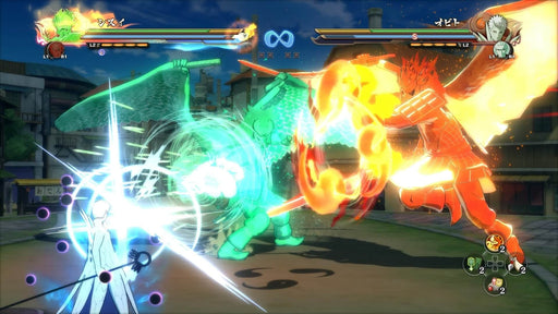 Shisui and Obito fight in NARUTO SHIPPUDEN: Ultimate Ninja STORM 4 on Xbox – A thrilling battle scene with Shisui and Obito summoning their most powerful forms. Get your Xbox game code now at RushGame.co