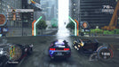Gameplay screenshot from Need for Speed Unbound showing three racers battling through the city with animated effects and neon trails – available as a Steam CD Key from RushGame.co