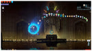 Gameplay scene from Neon Abyss Deluxe Edition for PC, displaying a mysterious temple with a glowing blue portal and colorful followers – grab your Steam game key at RushGame.co