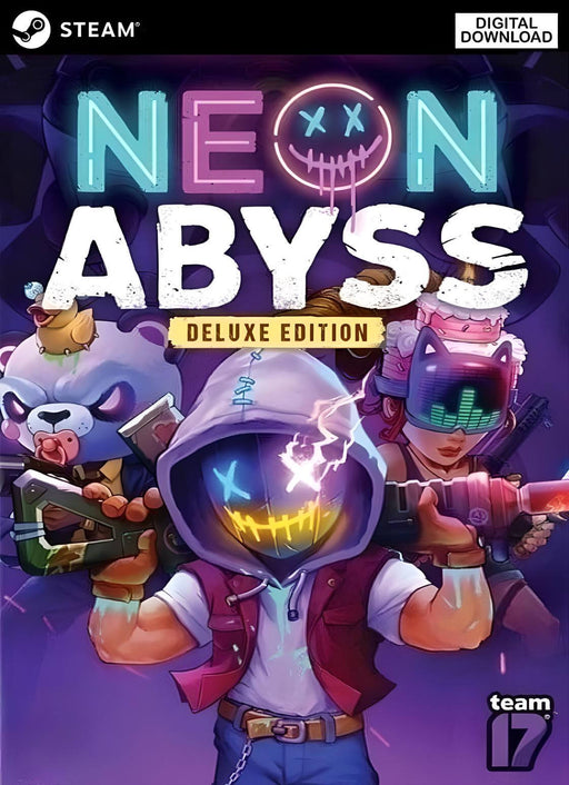 Cover art of Neon Abyss Deluxe Edition for PC Steam, featuring neon-lit characters and chaotic visuals from the roguelike action shooter – buy your Steam CD key now at RushGame.co