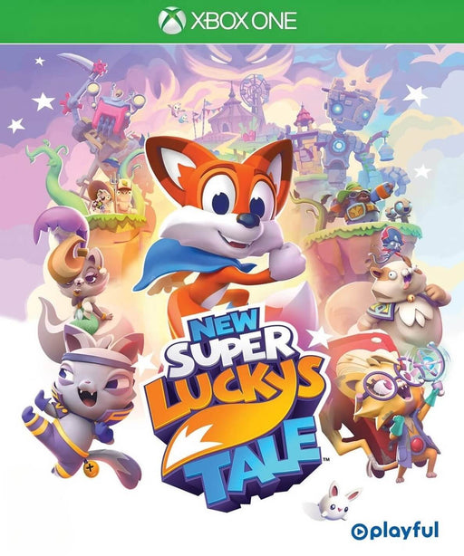Cover image of New Super Lucky's Tale for Xbox One, featuring Lucky the fox and other playful characters in a colorful platforming world – buy your US CD key now at RushGame.co