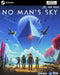 Cover art for the global edition of No Man's Sky on PC Steam, featuring four space explorers beneath a glowing prism in a colorful alien world. Buy your digital download key now at RushGame.co and start exploring today