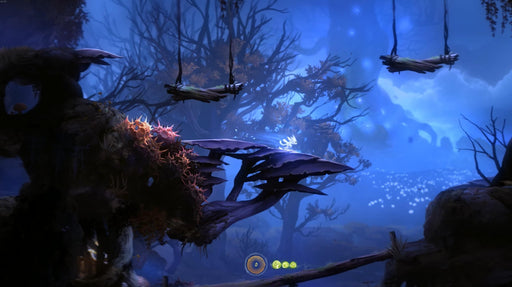 Gameplay screenshot from Ori and the Blind Forest: Definitive Edition on PC Steam, showing Ori running across a mystical forest platform. Explore breathtaking environments and get your Steam key at RushGame.co