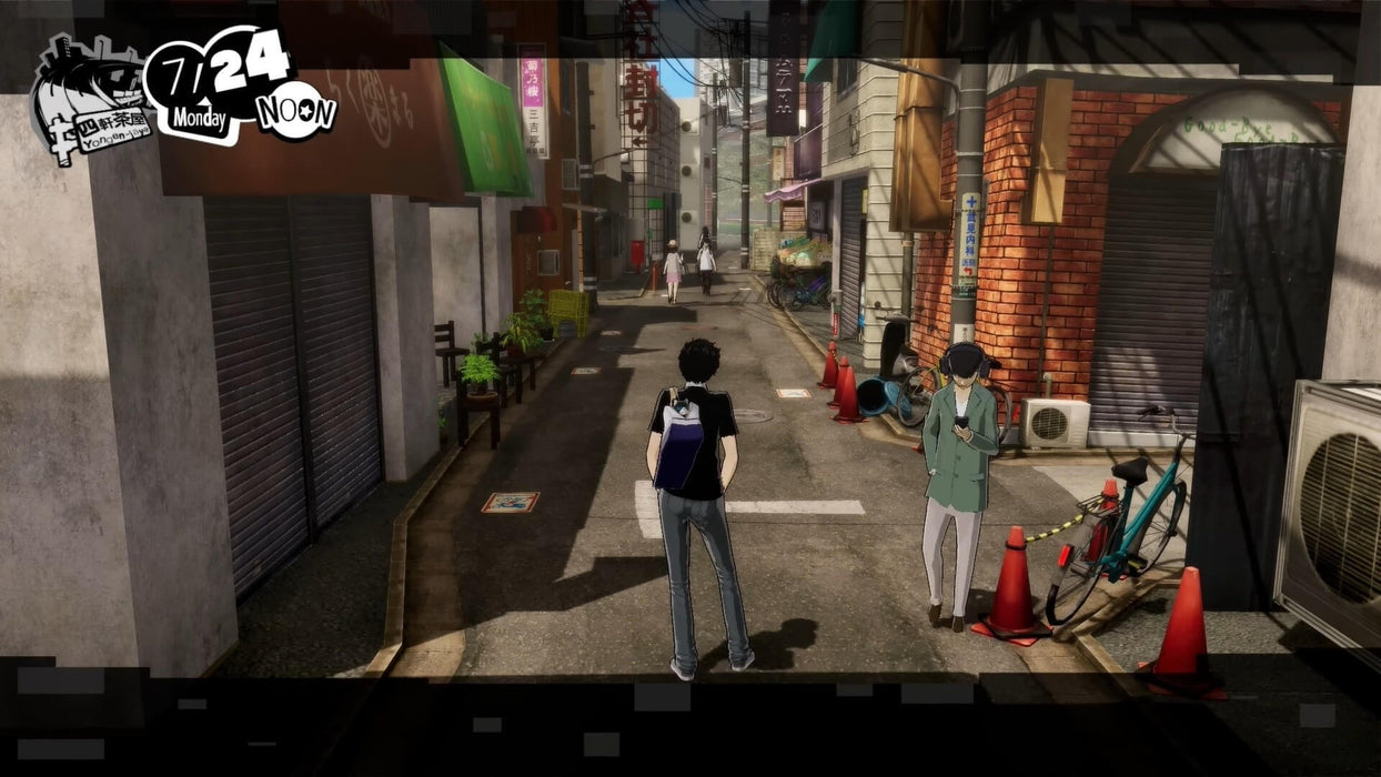 Daytime street exploration in Persona 5 Strikers PC Steam, featuring the protagonist navigating the city between missions. Explore Japan and fight the shadows—buy your Persona 5 Strikers Steam key now at RushGame.co