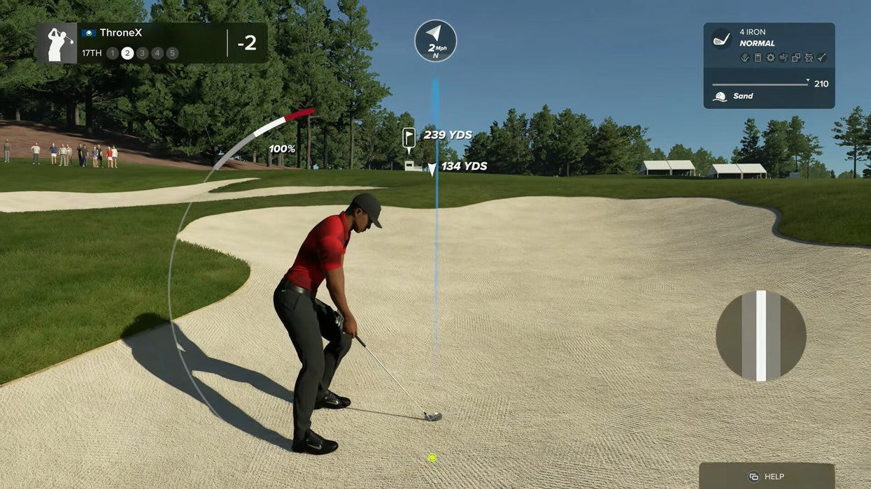 In-game image from PGA TOUR 2K23 Deluxe Edition on Xbox, depicting a golfer taking a challenging shot from a sand bunker. Elevate your virtual golf skills—get your Xbox key instantly at RushGame.co
