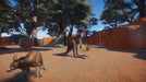 Gameplay image from Planet Zoo: Australia Pack DLC for PC Steam, featuring kangaroos in a naturalistic habitat surrounded by trees and red rock terrain. Discover and manage Australian animals with a CD key from RushGame.co