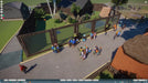 Zoo visitors observing an animal enclosure in Planet Zoo: Oceania Pack DLC on PC Steam, with tropical vegetation and educational screens. Enhance your zoo management experience—get your Oceania Pack code at RushGame.co
