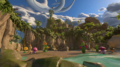 A lush tropical environment filled with plant characters in Plants vs. Zombies: Battle for Neighborville on EA Play Origin, offering thrilling battles and available at RushGame.co