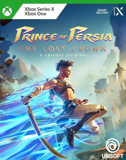 Cover image of Prince of Persia: The Lost Crown for Xbox One and Series X|S, featuring the hero leaping forward with glowing blades and vibrant energy. Purchase the official Xbox digital code at RushGame.co today