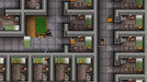  In-game screenshot from Prison Architect on Steam, showing a top-down view of prison cells, a patrolling guard, and sleeping inmates. Manage your own prison—get the digital PC key now at RushGame.co
