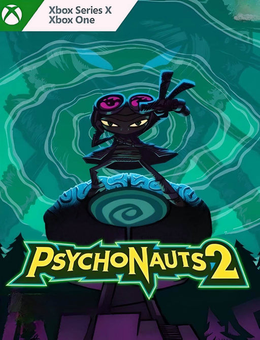 Official game cover for Psychonauts 2 on Xbox One and Xbox Series X|S, showcasing the stylized protagonist Raz atop a psychic portal. Buy your Psychonauts 2 Xbox key instantly at RushGame.co