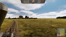 First-person train ride view in Railway Empire (PC Steam), with a scenic route heading toward a growing town — unlock immersive rail tycoon gameplay at RushGame.co