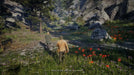 Arthur Morgan walking through a lush mountain trail filled with vibrant wildflowers in Red Dead Redemption 2 Special Edition. Explore the wild frontier—available now as a Rockstar Social Club CD Key at RushGame.co