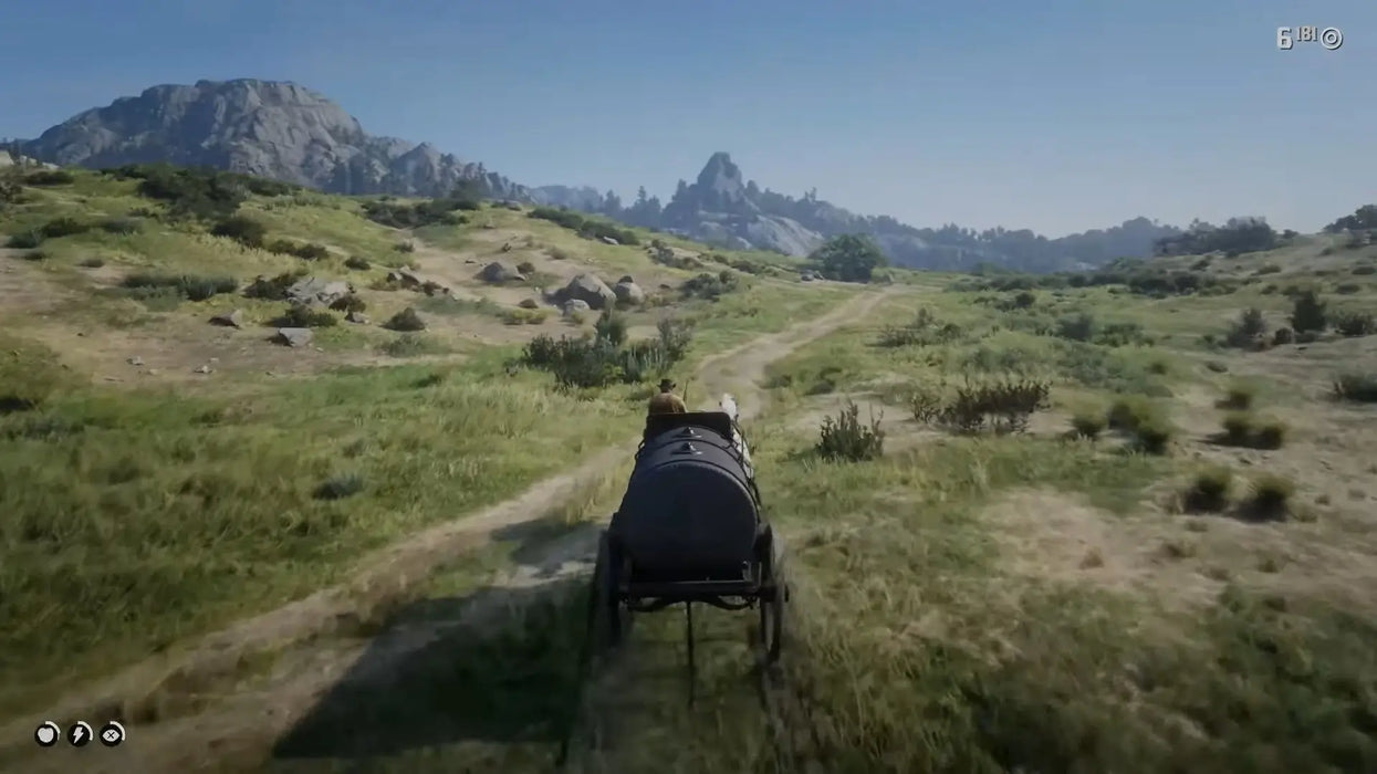 Scenic horseback ride across open fields in Red Dead Redemption 2 Special Edition for PC, highlighting the game's vast and immersive world. Purchase the official Rockstar key at RushGame.co