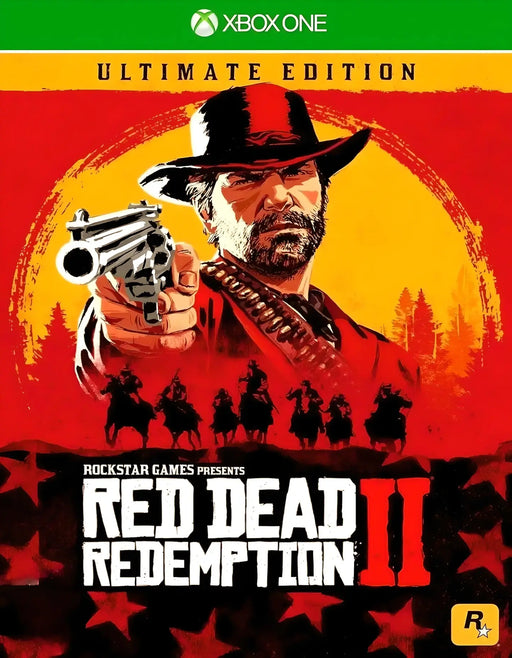  Official game cover featuring Arthur Morgan aiming his revolver, representing the Ultimate Edition for Xbox One. Get your digital CD key instantly at RushGame.co and dive into the Wild West.