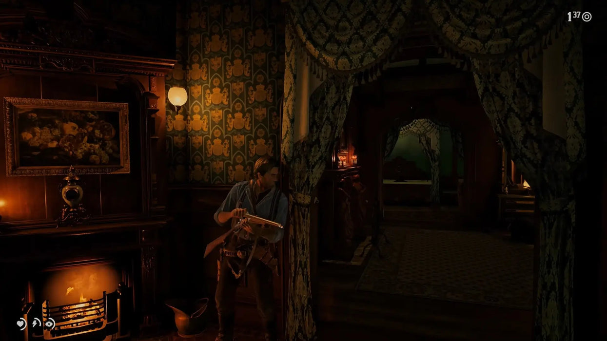 Arthur sneaks through an ornate interior with a shotgun in hand. Buy your Ultimate Edition CD key at RushGame.co and experience immersive missions