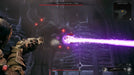 In-game action scene from Remnant II on PC where the player fights "The Custodian’s Eye", a mechanical boss firing a devastating purple laser. Buy your Ultimate Edition Steam CD key today at RushGame.co and enter the fight for survival