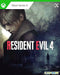 Resident Evil 4 (2023) Xbox Series X/S cover art featuring Leon Kennedy in a dark, eerie forest. Get your digital download code instantly at RushGame.co