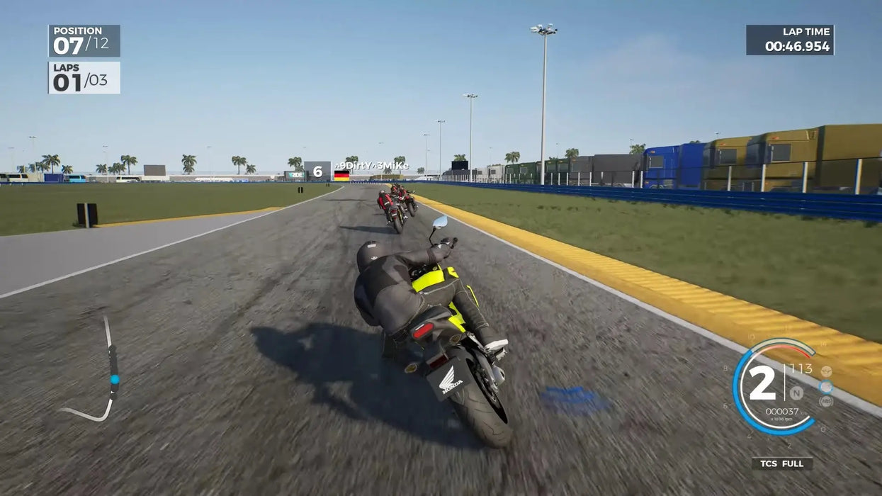Gameplay screenshot from Ride 3 Gold Edition on Xbox One showing race menu and bike selection, highlighting the Honda CB650F motorcycle and Ulster GP track. Buy your Xbox game key now at RushGame.co