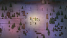 Festive gameplay scene from RimWorld Ideology DLC, colonists gathered around a decorated tree celebrating in a snowy outdoor area. Activate your Steam DLC today at RushGame.co