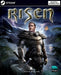 Cover art for Risen PC Steam CD Key, featuring the armored protagonist against a dramatic fantasy landscape with a volcano in the background. Get your Risen Steam key at RushGame.co and join the epic journey