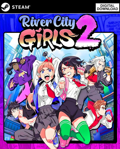 cover art for River City Girls 2 on PC Steam, highlighting Kyoko, Misako, and other main characters in an energetic comic-style artwork. Purchase your River City Girls 2 Steam CD Key now at RushGame.co for secure and fast access to the game