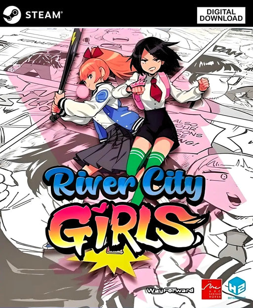 Cover art for River City Girls on Steam, depicting Kyoko and Misako in an energetic manga-inspired scene, ready for action. Purchase your River City Girls Steam CD Key at RushGame.co for secure and fast digital delivery.