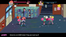 In-game image from River City Girls on Steam, showing Kyoko facing off against cheerleader enemies inside a lively school hallway. Get your River City Girls digital Steam key now at RushGame.co for co-op action and classic brawler excitement