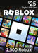 image of the Roblox $25 Digital Gift Card, featuring the Roblox logo, colorful in-game scenes, and 2,500 Robux credit. Instantly buy your Roblox $25 Gift Card at RushGame.co and unlock Robux to spend on exclusive items and game passes