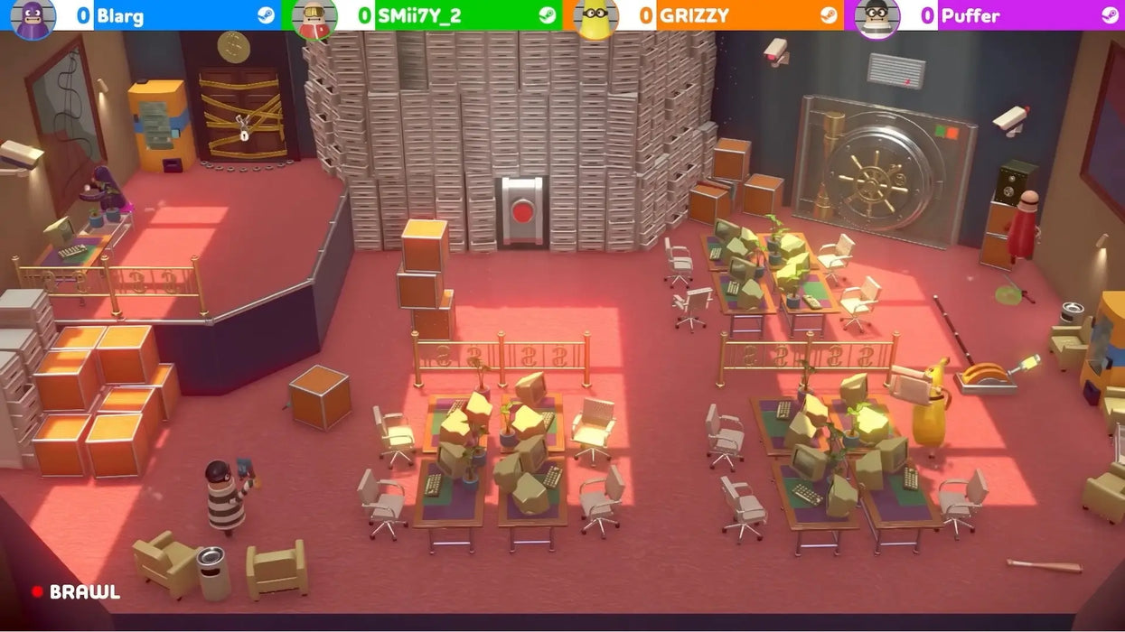 In-game action from Rubber Bandits for Steam, displaying dynamic multiplayer brawls and interactive heist elements. Purchase your Rubber Bandits Steam CD Key at RushGame.co for fast and secure activation