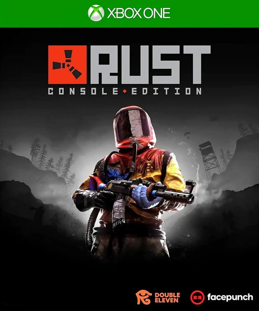 Cover art for RUST Console Edition Xbox One & Xbox Series X/S Key, featuring a heavily armed survivor in a post-apocalyptic landscape. Get your RUST Console Edition digital download at RushGame.co for safe, fast, and affordable activation on Xbox platforms