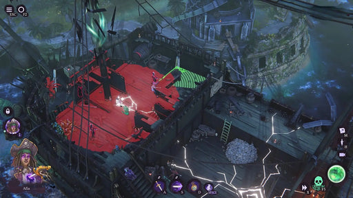 In-game screenshot from Shadow Gambit: The Cursed Crew on Steam showing a tactical view aboard a haunted pirate ship. Get your Shadow Gambit Steam Key and join the cursed crew at RushGame.co