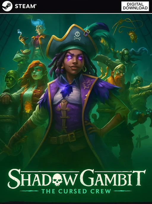 Cover art for Shadow Gambit: The Cursed Crew Steam Key, featuring a ghostly pirate crew with magical powers. Buy digital game codes for Shadow Gambit instantly at RushGame.co