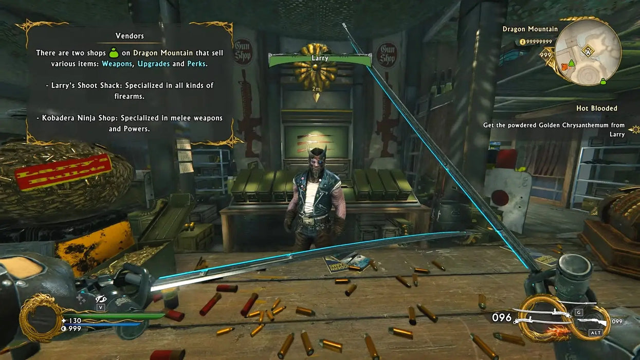 Screenshot of the in-game vendor interface in Shadow Warrior 2 Deluxe Edition, highlighting weapon and upgrade options. Unlock exclusive features and upgrades with a Shadow Warrior 2 GOG Key from RushGame.co