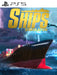 Ships Simulator PS5 cover art featuring a massive container ship navigating stormy seas under dramatic lightning and a dark, cloudy sky. Buy your Ships Simulator PS5 code instantly at RushGame.co and take control of advanced vessels in this immersive simulation experience