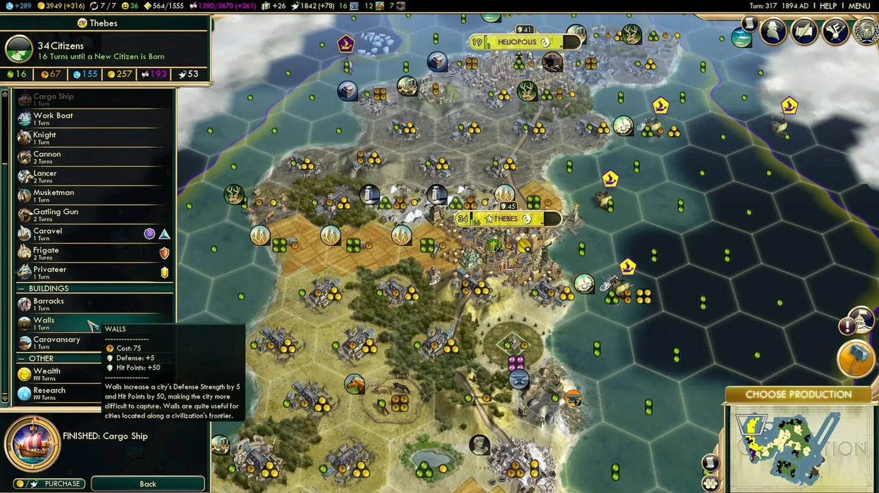 In-game city management screen from Sid Meier's Civilization V Gold Edition on PC Steam, showing detailed city planning, resources, and production menus. Buy Civilization V Gold Edition Steam key instantly at RushGame.co and lead your civilization to greatness