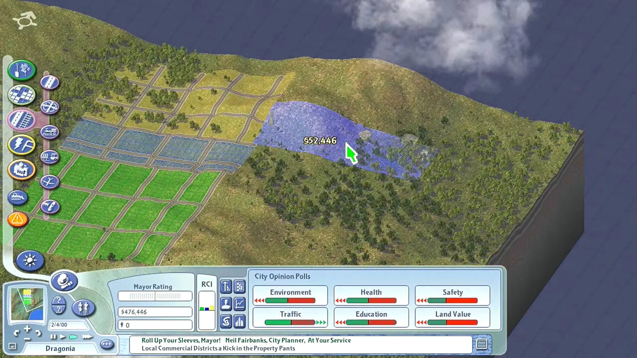 In-game screenshot from SimCity 4 Deluxe Edition featuring an airport with multiple planes, industrial zones, and city infrastructure. Buy SimCity 4 Deluxe Edition Origin CD Key for PC at RushGame.co and expand your city-building adventure