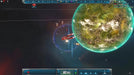 In-game screenshot from Sins of a Solar Empire 2 showing a space battle with starships orbiting a detailed alien planet, highlighting real-time strategy action—get your Steam key instantly at RushGame.co.