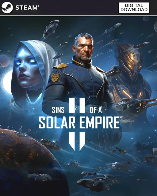 Cover art for Sins of a Solar Empire 2 Steam Key, showcasing powerful space fleets and iconic characters, available as a digital game code at RushGame.co.