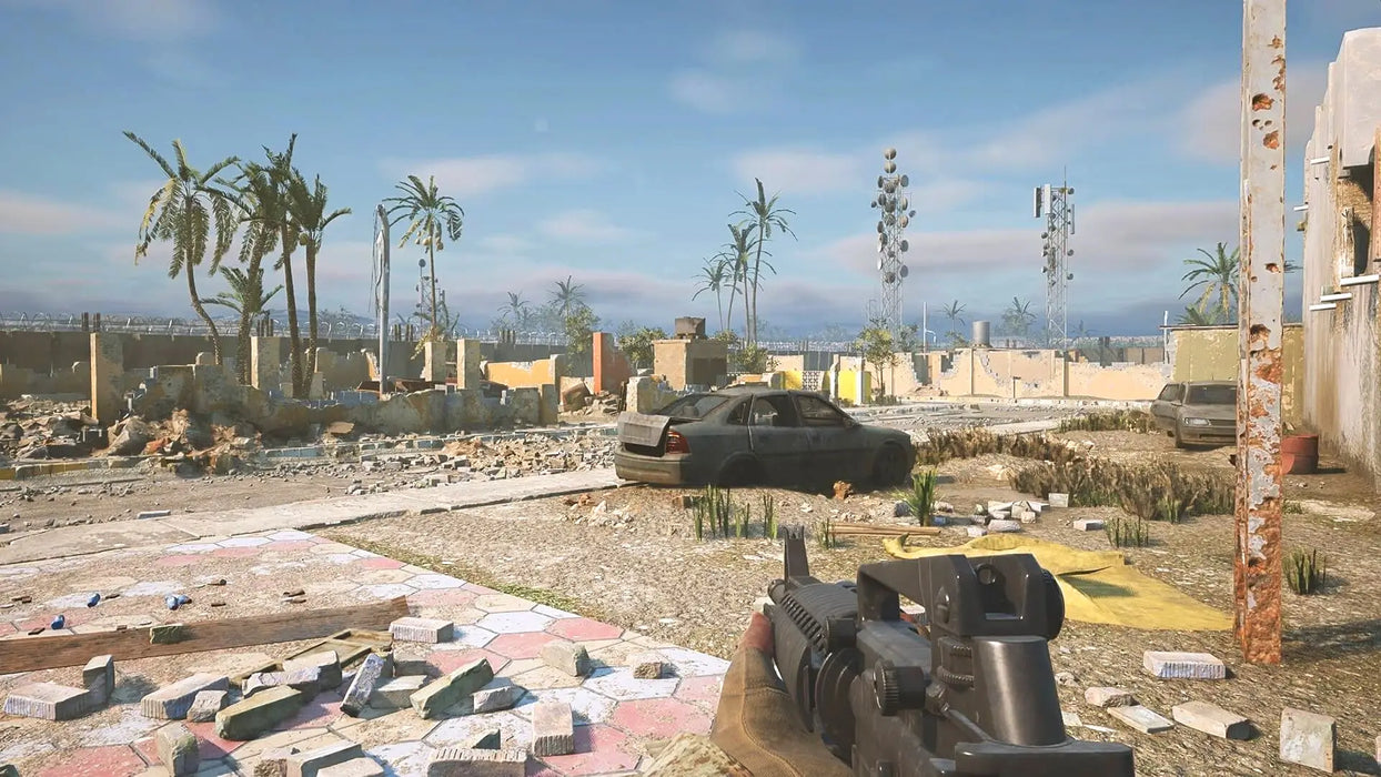 In-game screenshot from Six Days in Fallujah for PC Steam, featuring a first-person military shooter perspective in a war-torn urban environment. Get your instant Steam game code from RushGame.co and join the action now