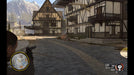 Sniper Elite 4 Deluxe Edition Steam gameplay aiming down sights in a cobblestone street. Purchase your Deluxe Edition Steam key at RushGame.co