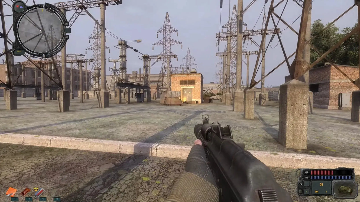 Screenshot from S.T.A.L.K.E.R.: Call of Pripyat on Steam, featuring a power station filled with derelict electrical towers and gritty urban detail. Unlock this survival shooter now with a Steam CD Key from RushGame.co