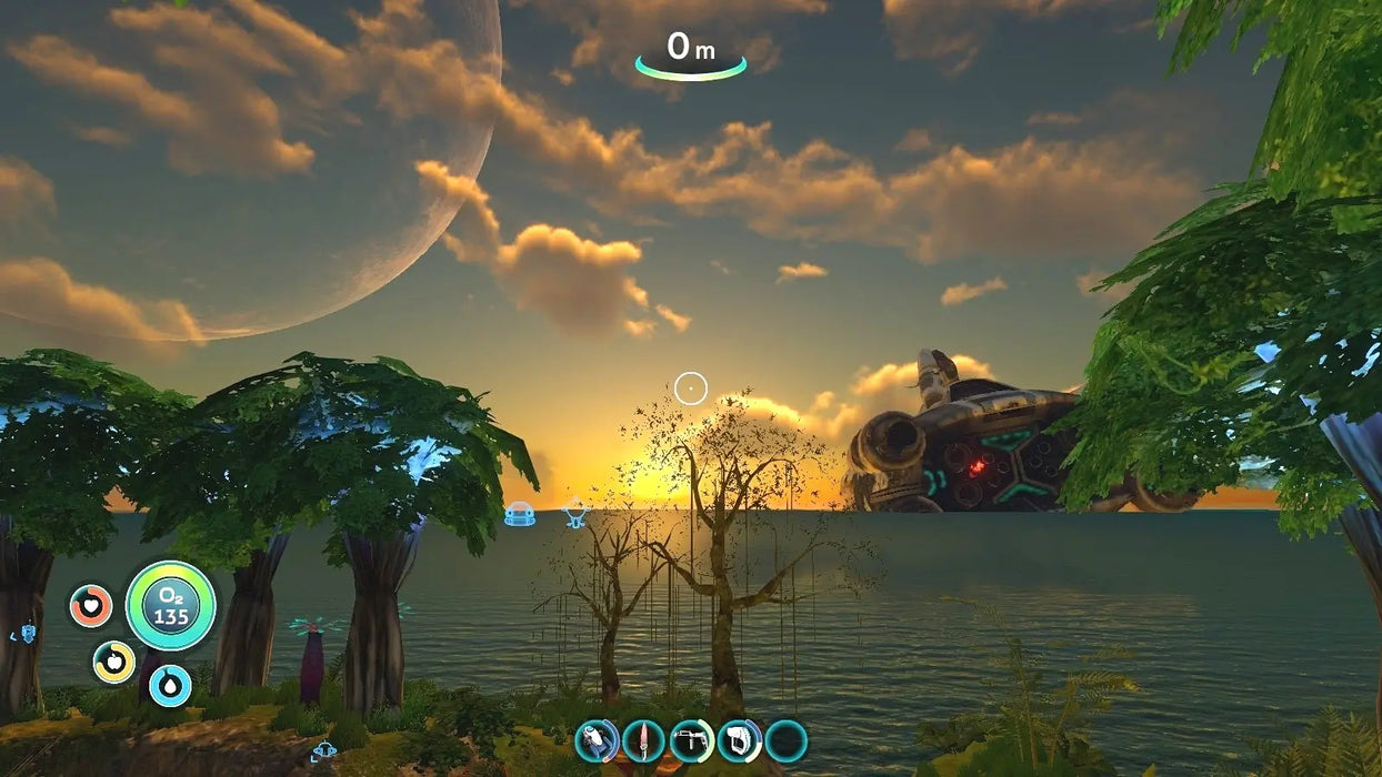 Stunning view of an alien planet’s ocean horizon at sunset with the wreck of the Aurora in Subnautica. Get your Subnautica Xbox One Key at RushGame.co and dive into survival.