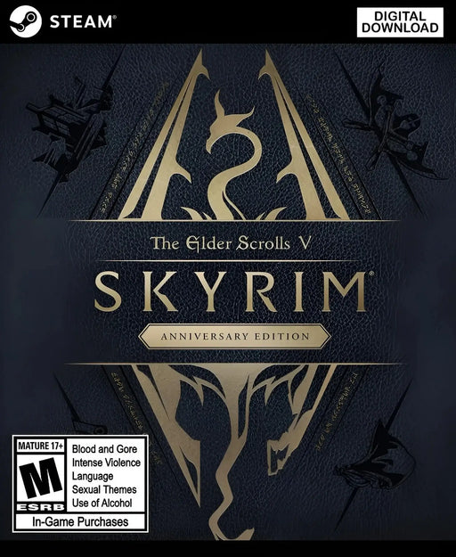 The Elder Scrolls V: Skyrim Anniversary Edition Steam Key cover art, celebrating the iconic RPG’s ultimate edition, available instantly at RushGame.co