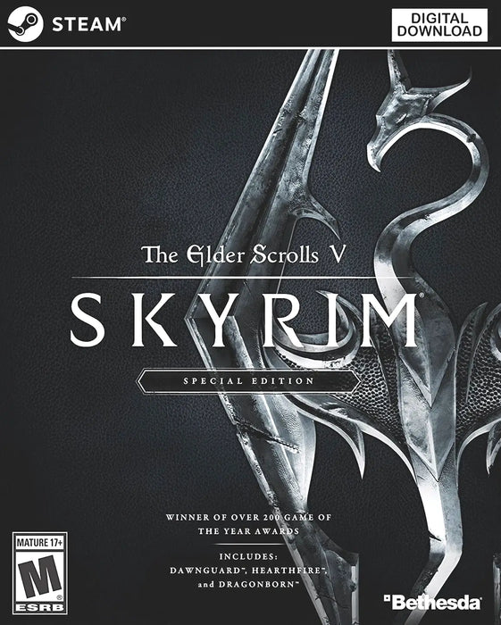 The Elder Scrolls V: Skyrim Special Edition Steam Key game cover – game cover art for The Elder Scrolls V: Skyrim Special Edition, available as a digital Steam key at RushGame.co