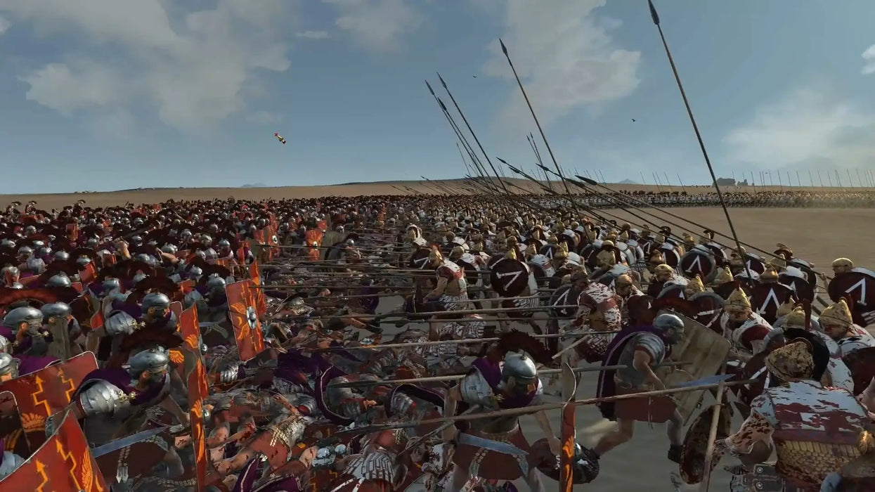 Close-up of Spartan phalanx units holding spears in Total War: ROME II – Emperor Edition on Steam, highlighting tactical combat and detailed graphics. Purchase the Steam key now at RushGame.co