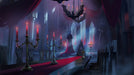 V Rising gameplay screenshot – gothic castle interior – The vampire throne room with dark gothic architecture and glowing candles in V Rising. Purchase your V Rising Steam CD Key now at RushGame.co